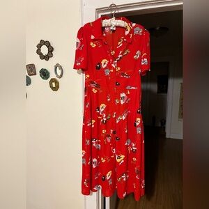 CAbi Red Floral Midi Dress